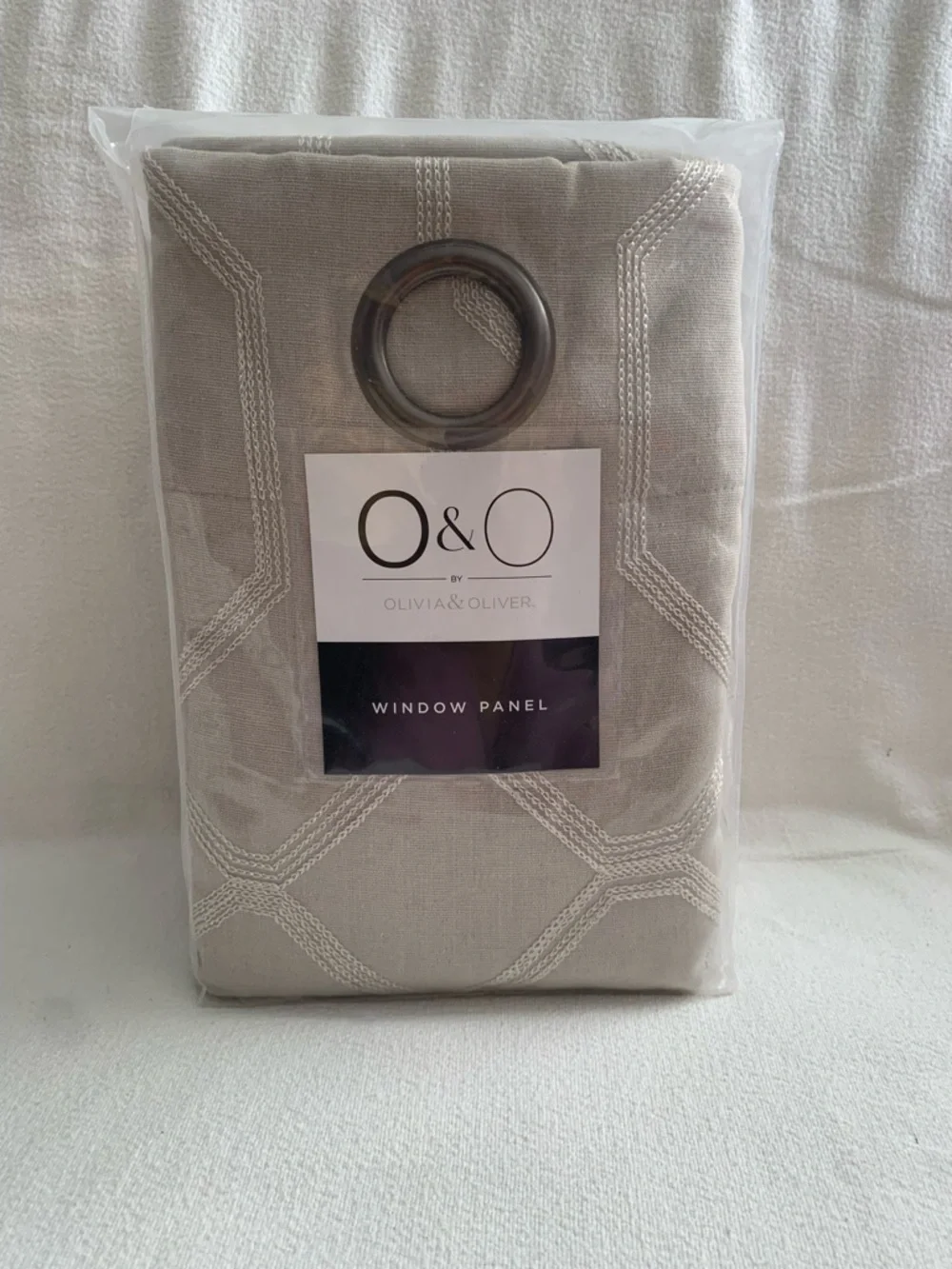 NWOT O&O by Olivia & Oliver Black Out Beige Grommet Window Panel